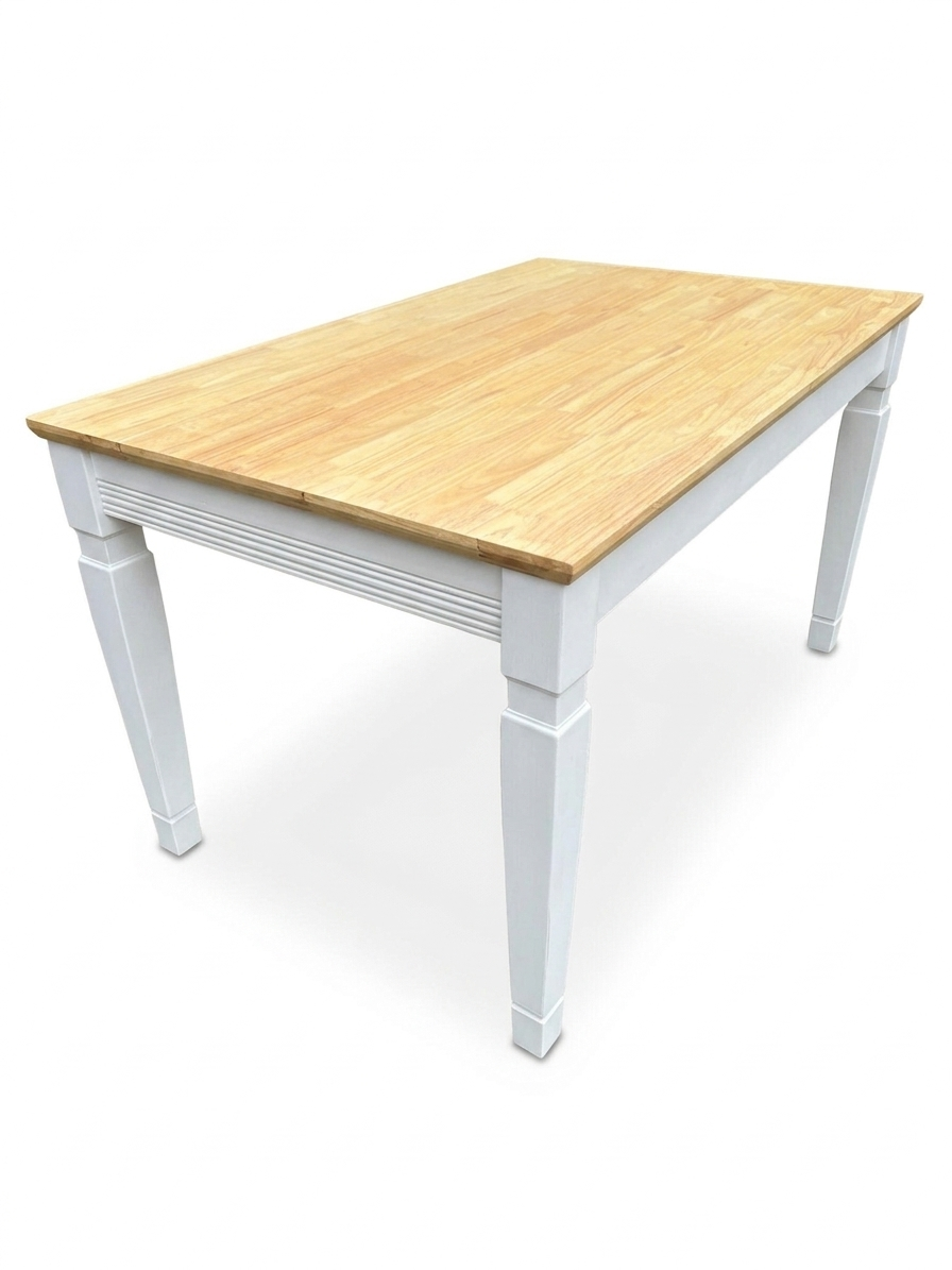 Esstisch Lines 135x85 cm aus Massivholz Weiß für das Esszimmer im Landhausstil