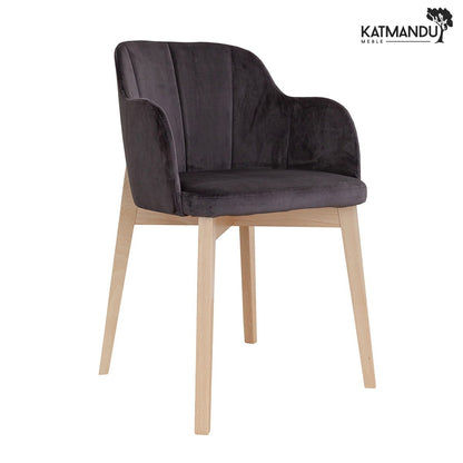 Elegantes graues Polsterstuhl mit Holzbeinen Riviera 97 Design