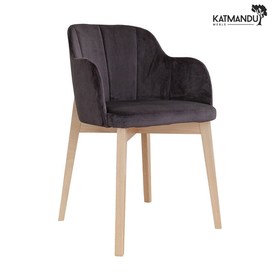 Elegantes graues Polsterstuhl mit Holzbeinen Riviera 97 Design