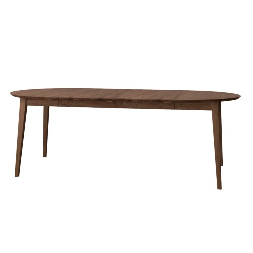Verstellbarer runder Eichenholztisch 90-190 cm Tabacco Orbetello Design