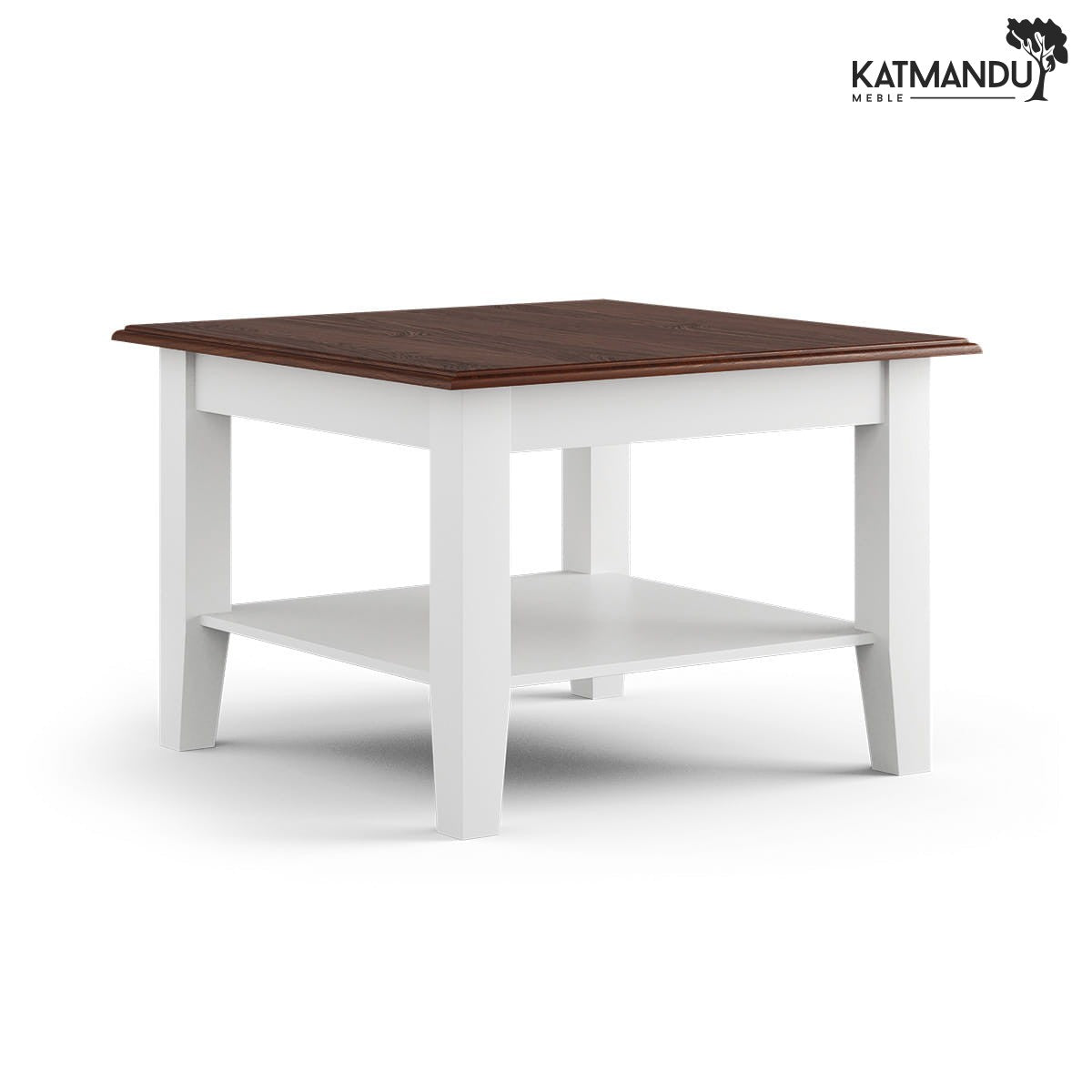 Kleine Kiefernholz-Couchtisch Belluno Elegante Weiße Walnuss mit Regal