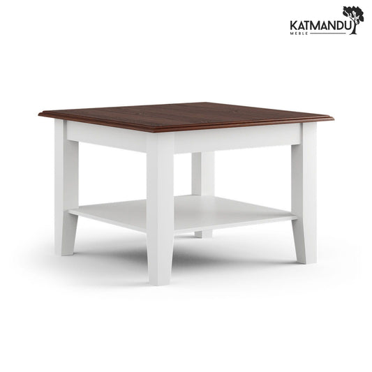Kleine Kiefernholz-Couchtisch Belluno Elegante Weiße Walnuss mit Regal