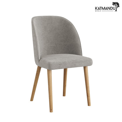 Eleganter Olbia Esszimmerstuhl aus Chenille in Grau mit Massivholzbeinen