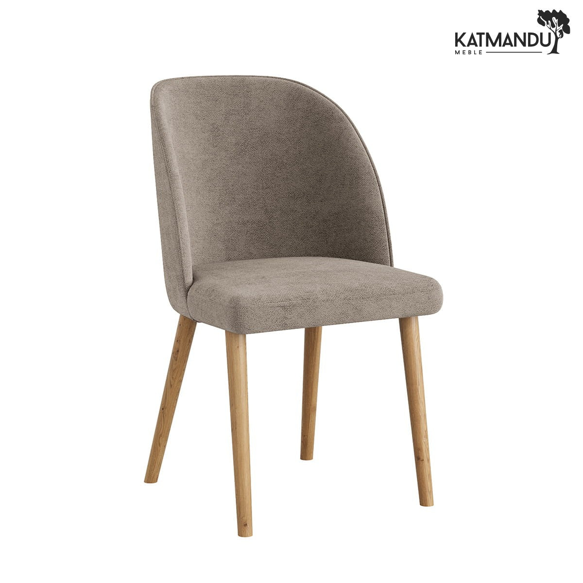 Beiges gepolstertes Esszimmerstuhl mit Holzbeinen R24 Olbia Design