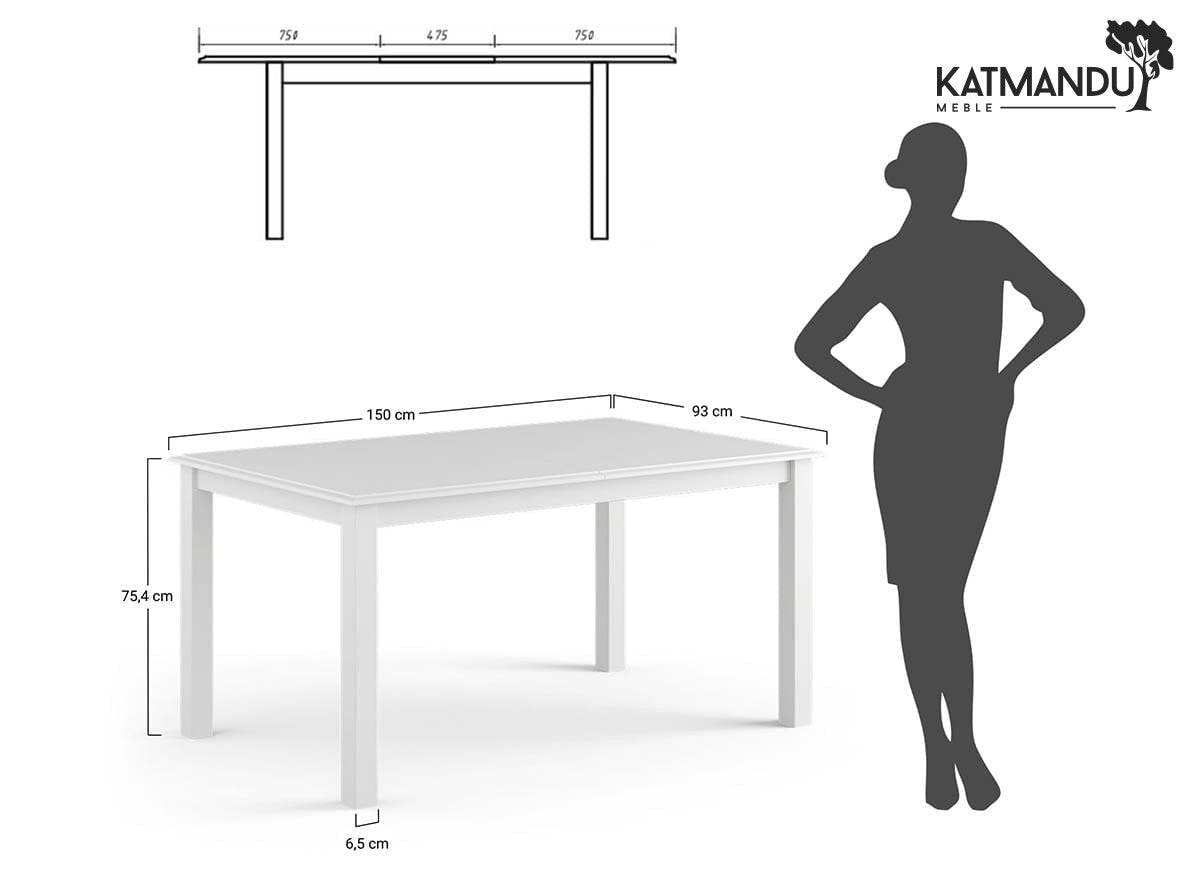 Esstisch Belluno Elegante Weiß & Eiche - Ausziehbarer Kieferntisch 150 bis 197 × 93 cm