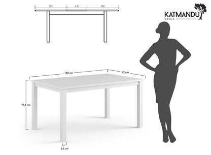 Esstisch Belluno Elegante Weiß & Eiche - Ausziehbarer Kieferntisch 150 bis 197 × 93 cm