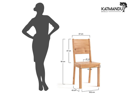 Eleganter Esszimmerstuhl Prato Eiche mit Sitzpolster braun -  Massivholz Stuhl mit braunem Kunstleder Sitzpolster