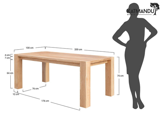 Esstisch Siena 200 × 100 cm Eiche - Massiver Eichenholztisch, geölt & gewachst, großzügiges Format