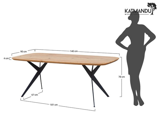 Esstisch Sistina 140 × 90 cm oval - Massiver Eichenholztisch, geölt, Metallbeine, Loft Design