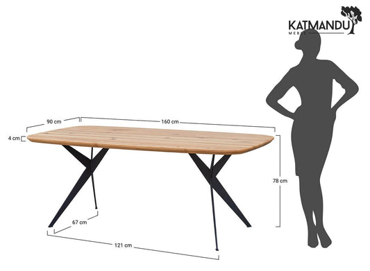 Esstisch Sistina 160 × 90 cm oval - Massiver Eichenholztisch mit Metallbeinen, Loft Design