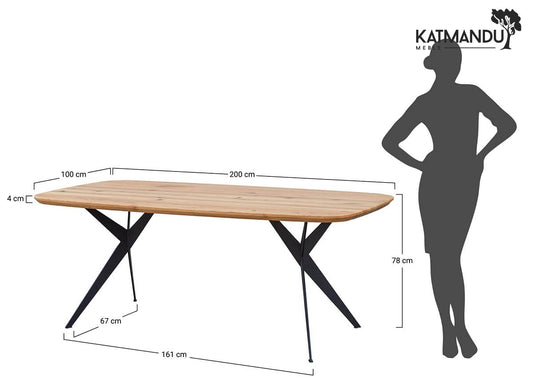 Esstisch Sistina 200 × 100 cm oval - Massiver Eichenholztisch mit Metallbeinen, Loft Design