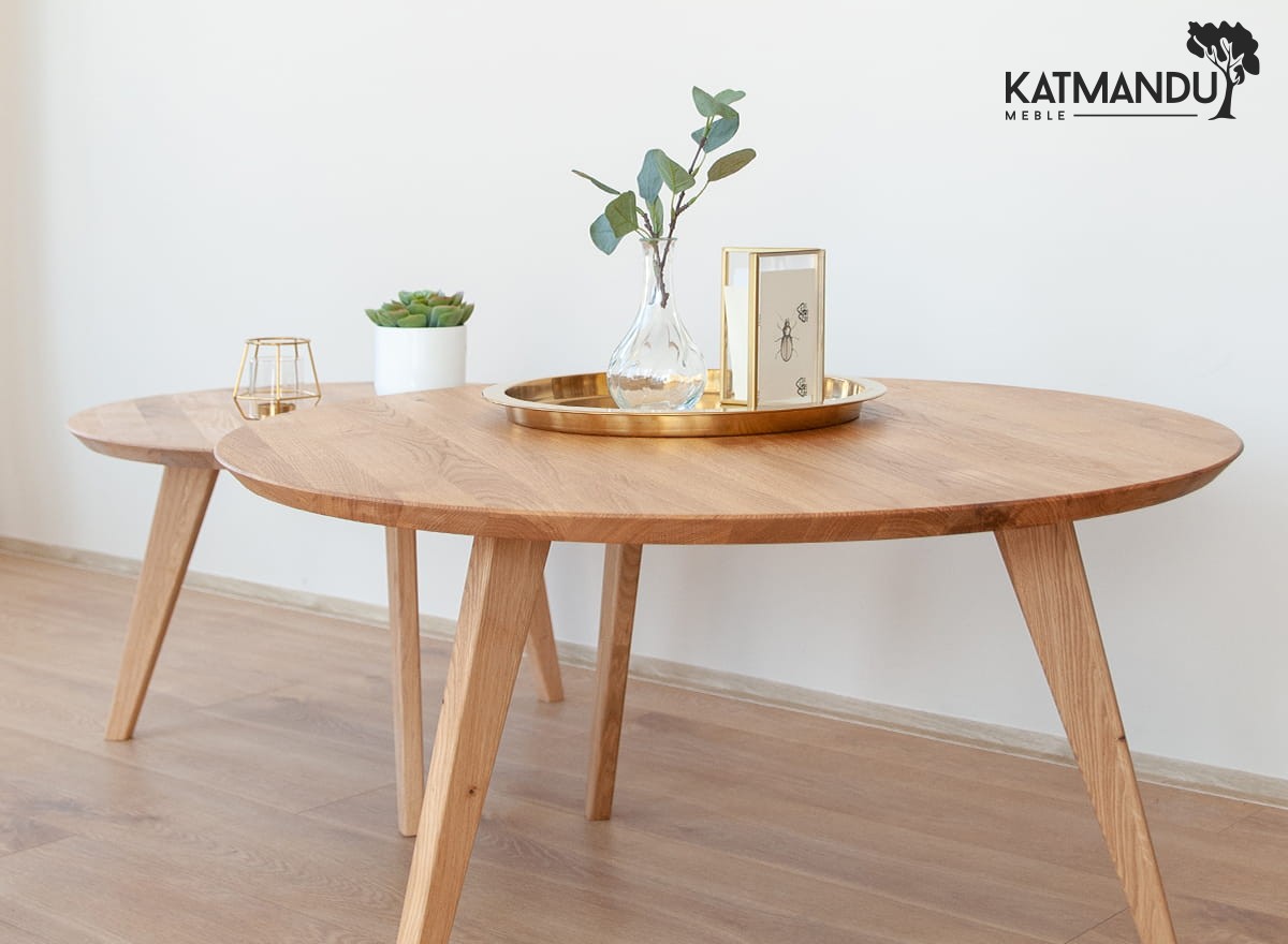 Orbetello Couchtisch rund 90 cm aus massiver Eiche - Zeitloses Design & robuste Qualität