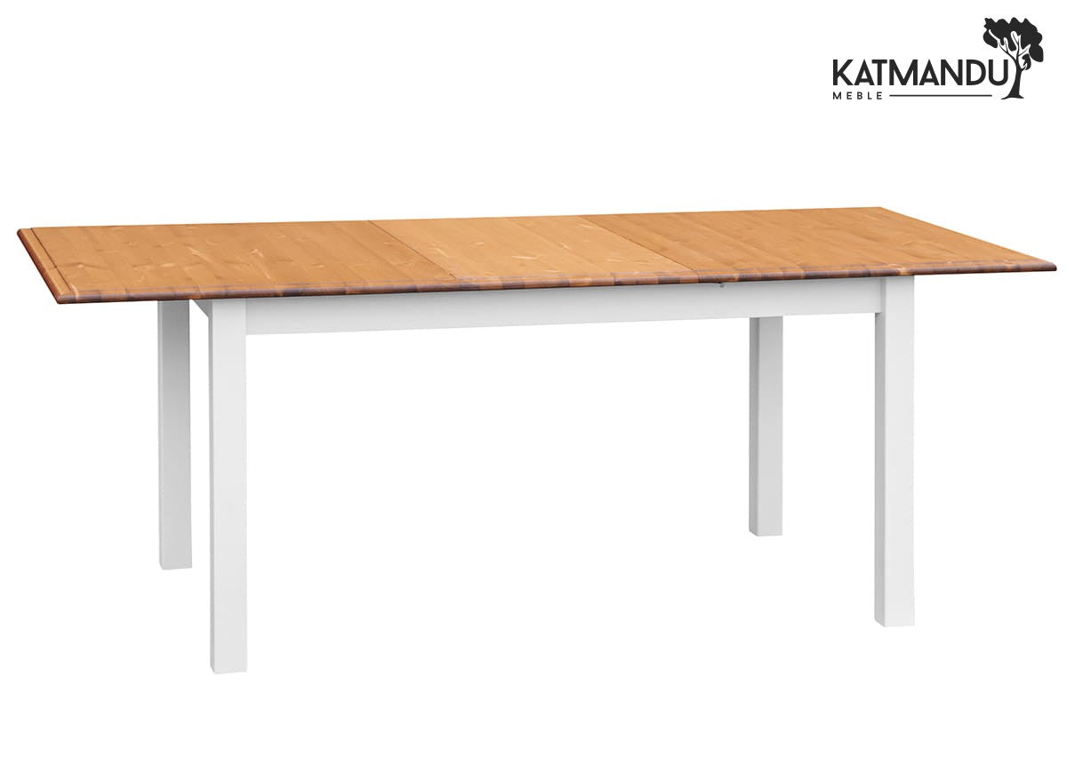 Eleganter weißer Belluno Elegante Ausziehbarer Kieferntisch mit Eichenplatte