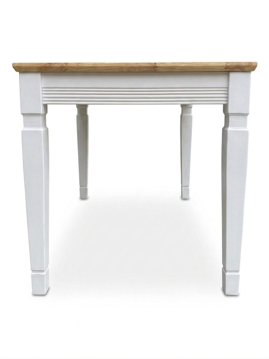 Esstisch Lines 135x85 cm aus Massivholz Weiß für das Esszimmer im Landhausstil