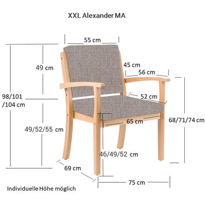 Schwerlaststuhl Alexander XXL auf Rollen – Stabiler Stuhl mit Armlehnen für Adipositas bis 250 kg - Bild 5