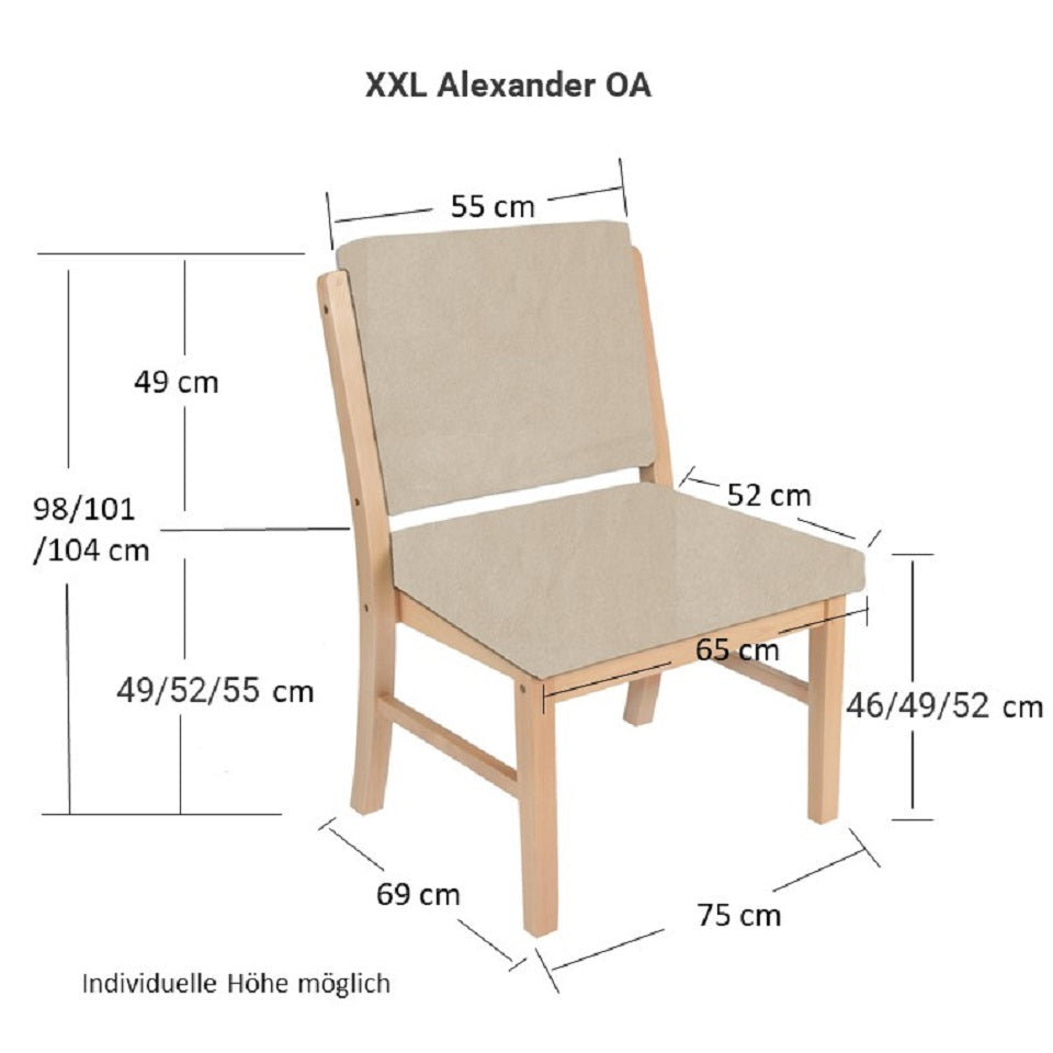 Schwerlaststuhl Alexander XXL – Stabiler Stuhl für Adipositas bis 250 kg –  49cm - Bild 5