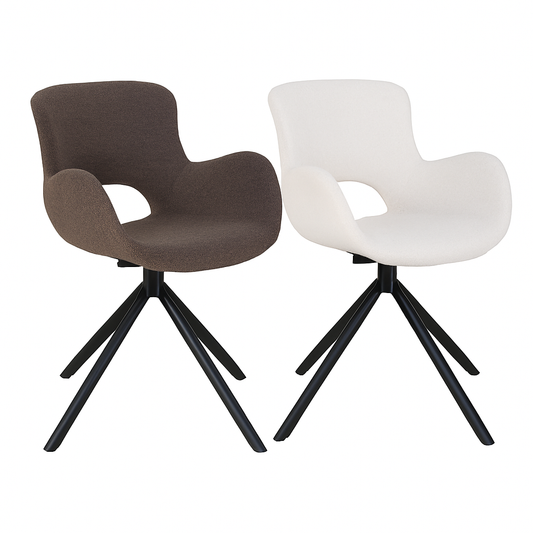 Amorim Esszimmerstuhl Bouclé Cremeweiß 2er Set - Drehbarer Design-Stuhl mit 360° Funktion - Bild 2