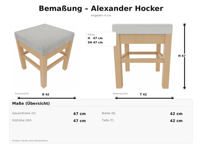 Schwerlasthocker Alexander Rustikal – Robuster Sitzhocker für Senioren