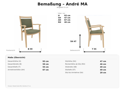 Pflegestuhl André mit Armlehnen – Ideal für Senioren im Altenheim oder Zuhause