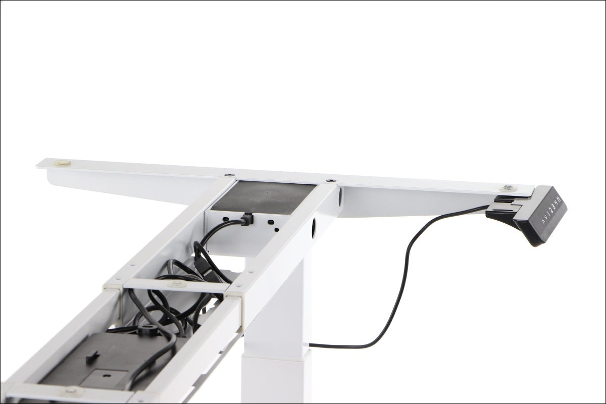 Elektrisch höhenverstellbares Schreibtischgestell Weiß – Steh-Sitz-Tischrahmen mit 2 Motoren & Memory-Funktion, 120 kg Tragkraft - Bild 6