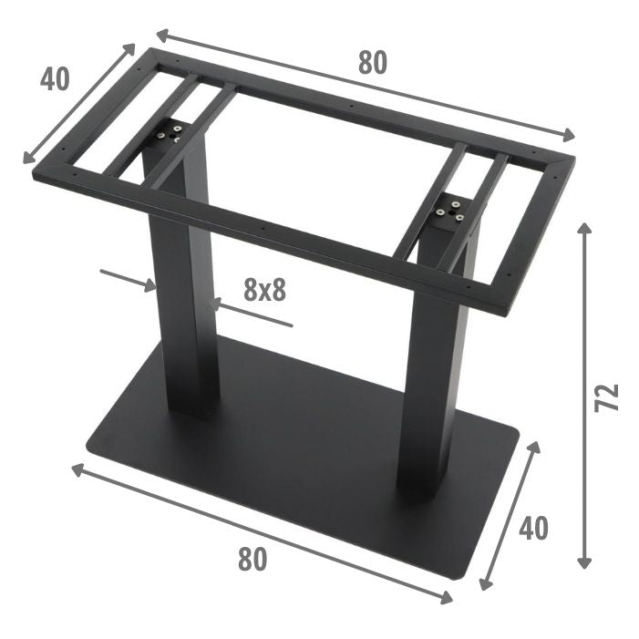 Tischgestell Doppelsäule SH-5003-3/B Höhe 72cm - rechteckiger Sockel, pulverbeschichteter Stahl, höhenverstellbar - Bild 5