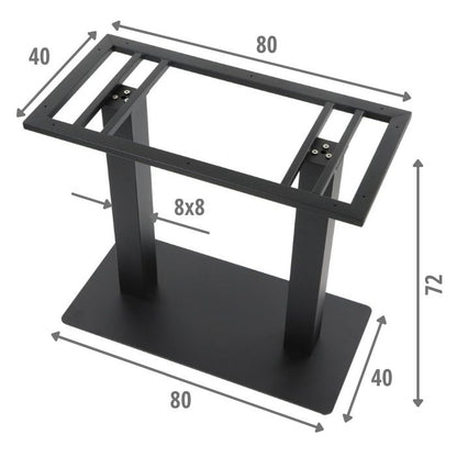 Tischgestell Doppelsäule SH-5003-3/B Höhe 72cm - rechteckiger Sockel, pulverbeschichteter Stahl, höhenverstellbar - Bild 5