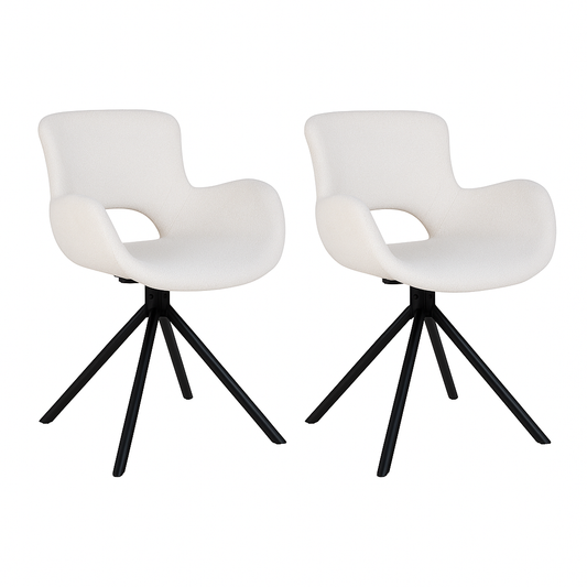 Amorim Esszimmerstuhl Bouclé Cremeweiß 2er Set - Drehbarer Design-Stuhl mit 360° Funktion - Bild 1