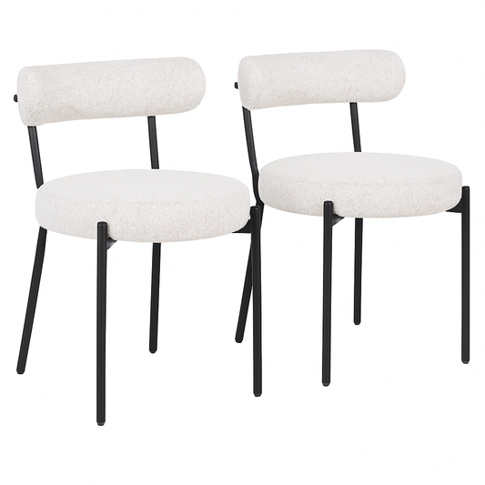 Badalona Esszimmerstuhl Weiß Bouclé 2er Set - Kompakt, modern & gemütlich - Bild 1
