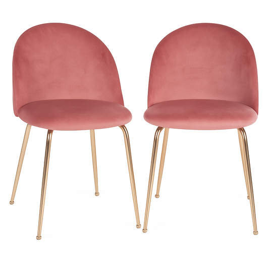 Geneve Esszimmerstuhl Samt Rosa 2er Set - Eleganter Samt & Messingoptik Beine - Bild 1