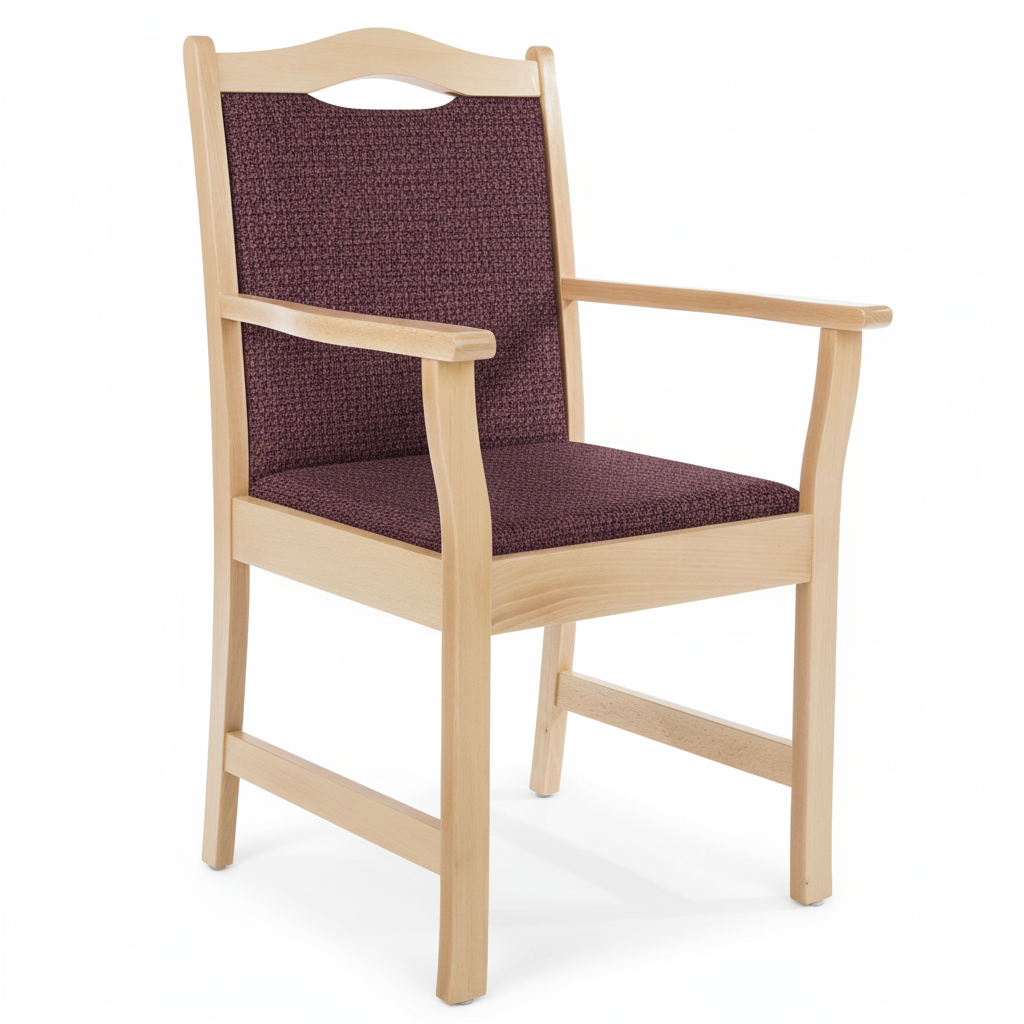 Pflegestuhl Manuel mit Armlehnen – Seniorenstuhl aus Massivholz – für Alltag und Pflege