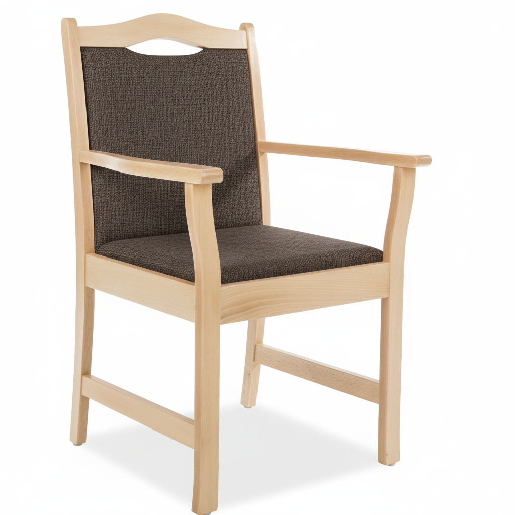 Pflegestuhl Manuel mit Armlehnen – Seniorenstuhl aus Massivholz – für Alltag und Pflege