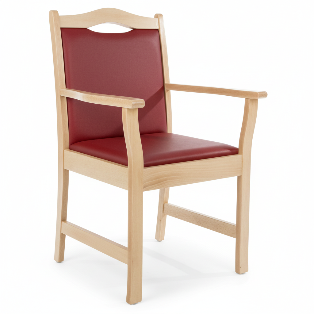 Pflegestuhl Manuel mit Armlehnen – Seniorenstuhl aus Massivholz – für Alltag und Pflege