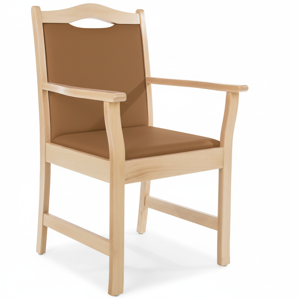 Pflegestuhl Manuel mit Armlehnen – Seniorenstuhl aus Massivholz – für Alltag und Pflege