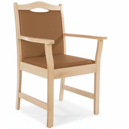 Pflegestuhl Manuel mit Armlehnen – Seniorenstuhl aus Massivholz – für Alltag und Pflege