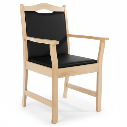 Pflegestuhl Manuel mit Armlehnen – Seniorenstuhl aus Massivholz – für Alltag und Pflege