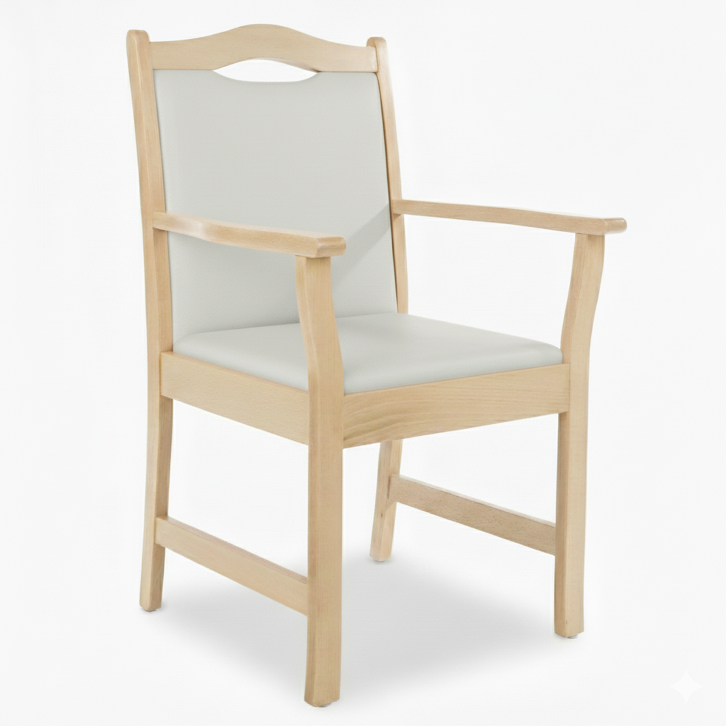 Pflegestuhl Manuel mit Armlehnen – Seniorenstuhl aus Massivholz – für Alltag und Pflege