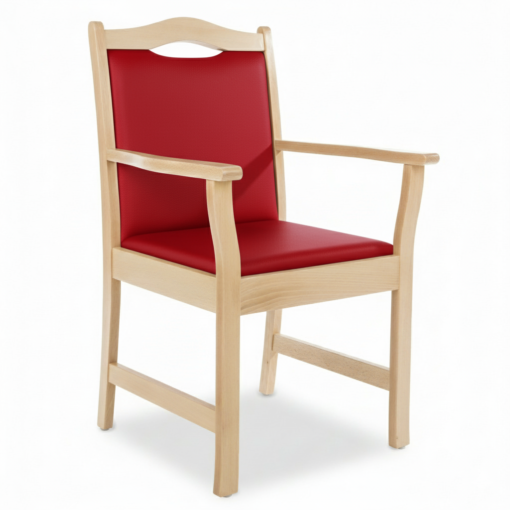 Pflegestuhl Manuel mit Armlehnen – Seniorenstuhl aus Massivholz – für Alltag und Pflege