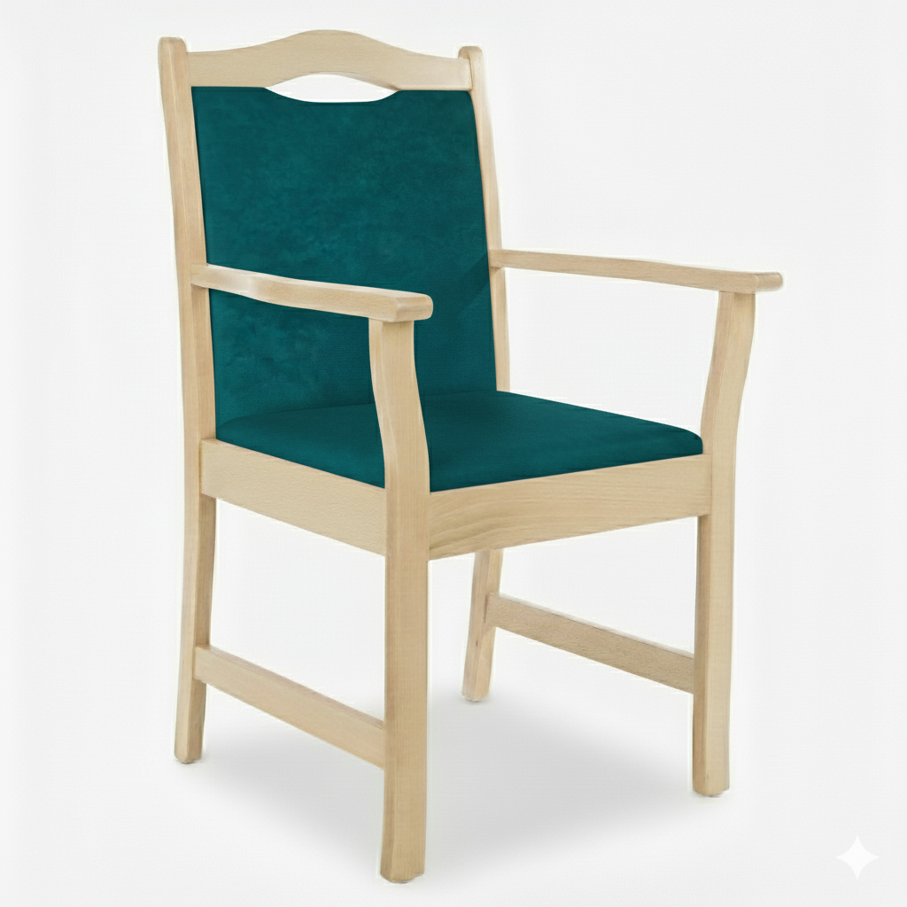 Pflegestuhl Manuel mit Armlehnen – Seniorenstuhl aus Massivholz – für Alltag und Pflege