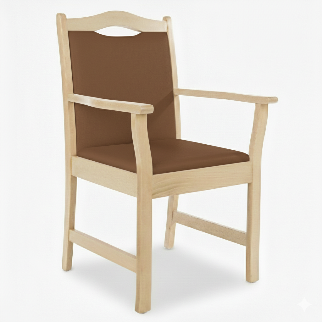 Pflegestuhl Manuel mit Armlehnen – Seniorenstuhl aus Massivholz – für Alltag und Pflege