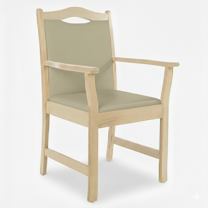 Pflegestuhl Manuel mit Armlehnen – Seniorenstuhl aus Massivholz – für Alltag und Pflege