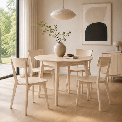 Orbetello Esstisch rund 90 cm aus massiver Eiche gebleicht – Minimalistisches Design & geölte helle Oberfläche