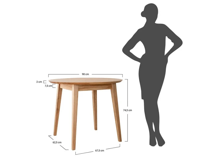 Orbetello Esstisch rund 90 cm aus massiver Eiche gebleicht – Minimalistisches Design & geölte helle Oberfläche