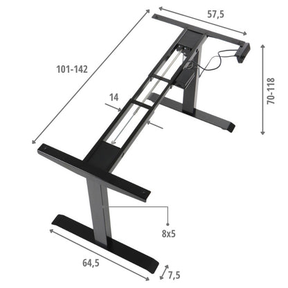 Elektrisch höhenverstellbares Schreibtischgestell Schwarz mit USB – 70–118 cm, 1 Motor, 80 kg Tragkraft - Bild 9